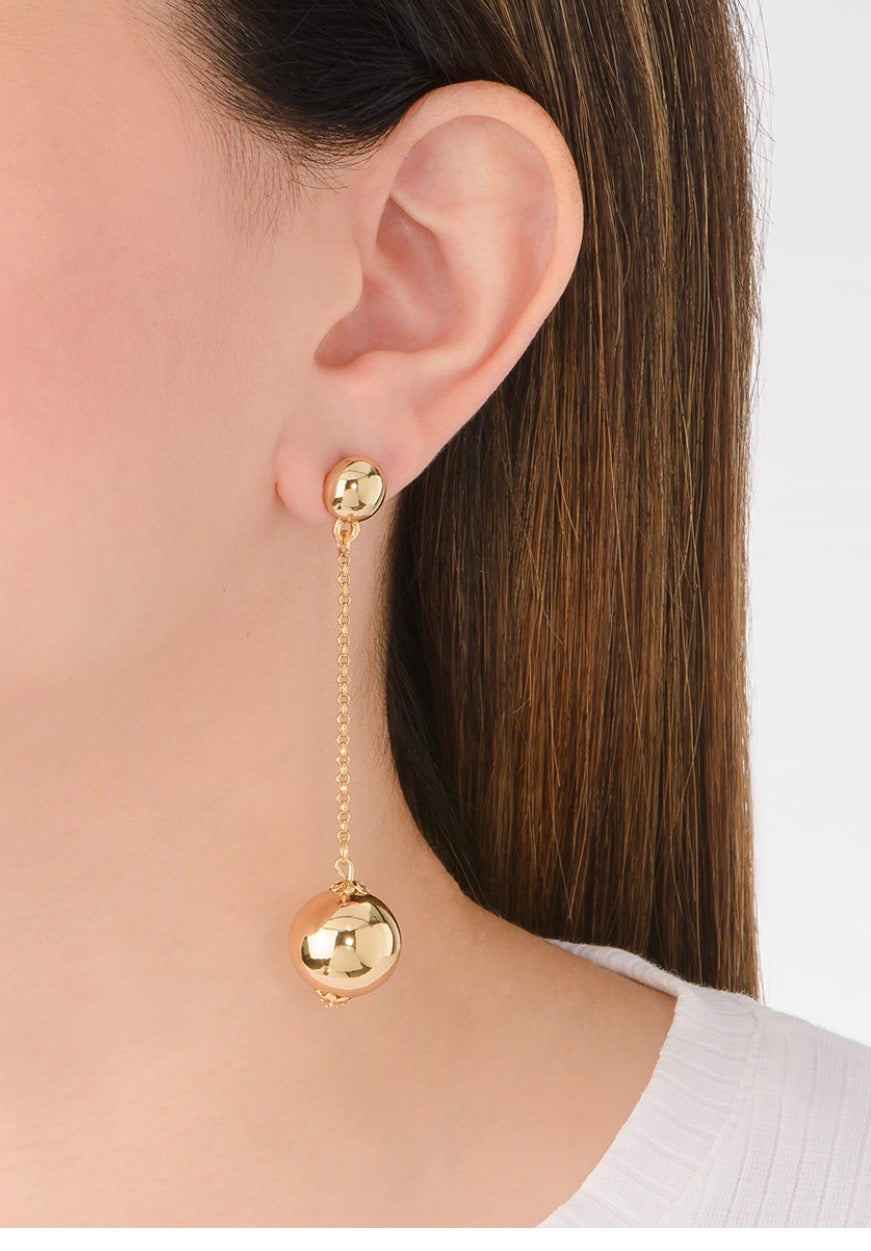 Golden Drop Ball Earrings – 18K Gold Plated
