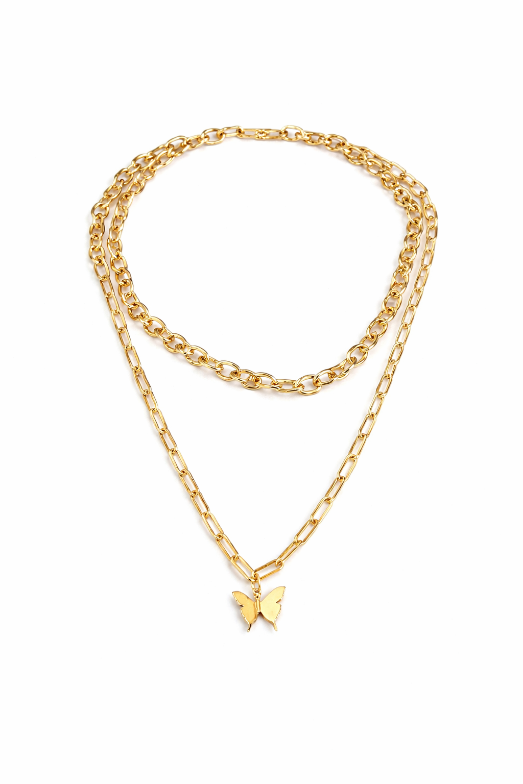 Golden Butterfly Layered Necklace