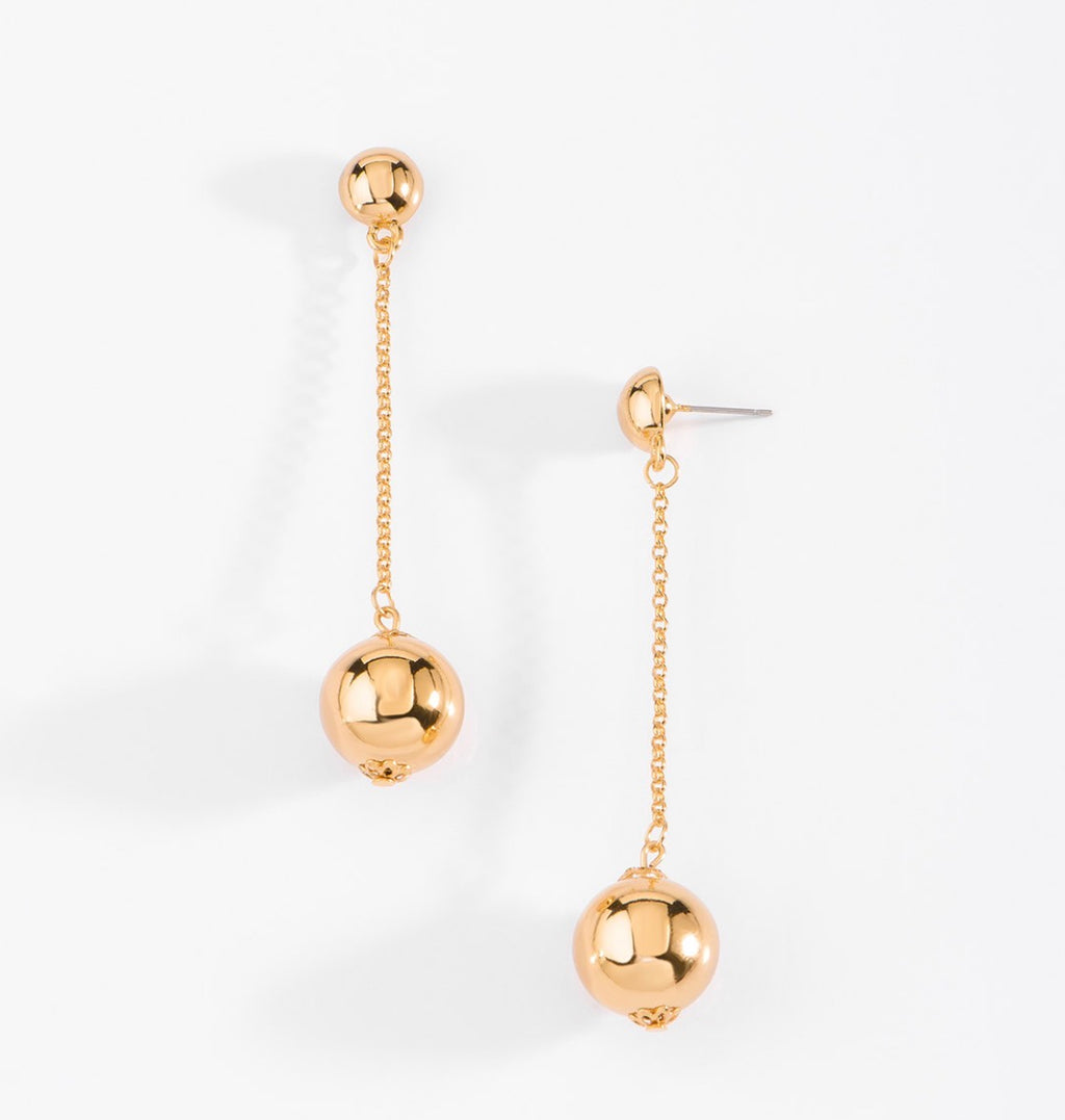 Golden Drop Ball Earrings – 18K Gold Plated
