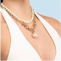 Gold Chain Pearl chunky Statement Necklace