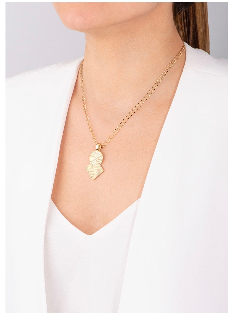Geometric Gold Pendant Necklace
