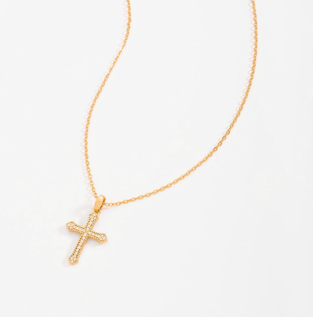 Gold Pavé Cross Pendant Necklace