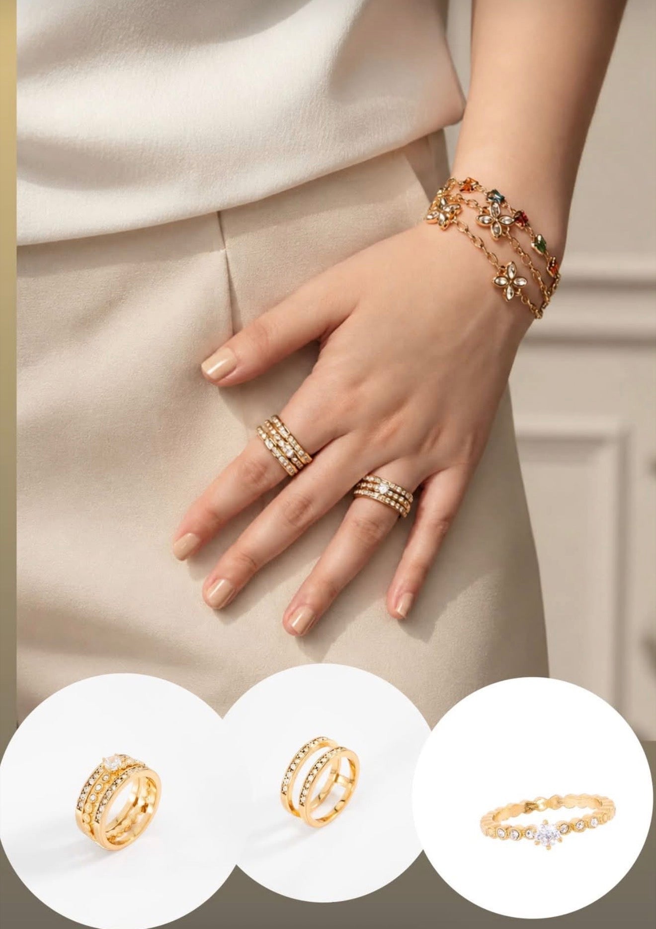 Delicate Gold-Plated Ring with Cubic Zirconia Accent