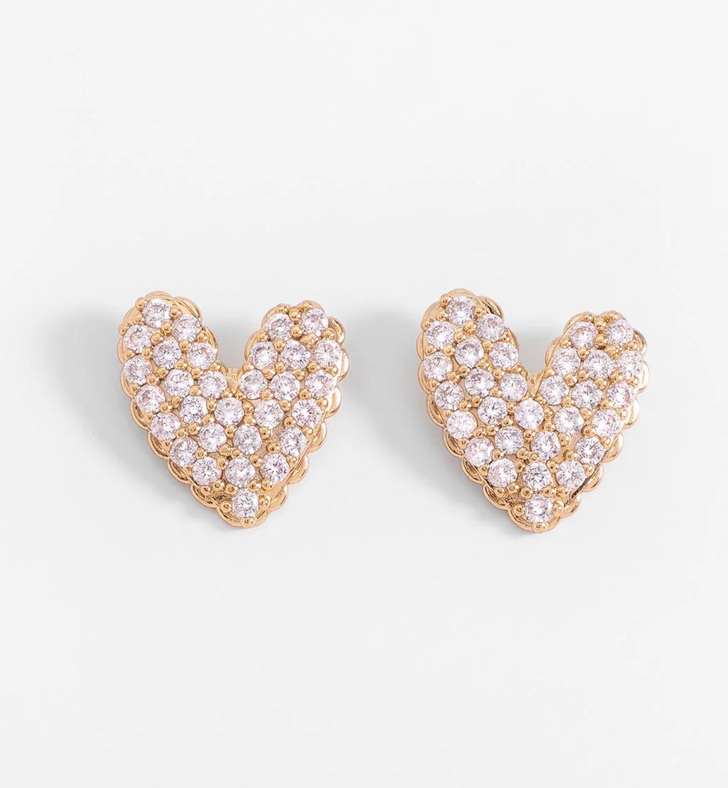 Crystal Heart Stud Earrings