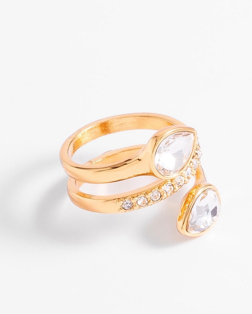 Luxe Layered Crystal Gold Ring