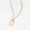 Golden Oval Sparkle Pendant Necklace