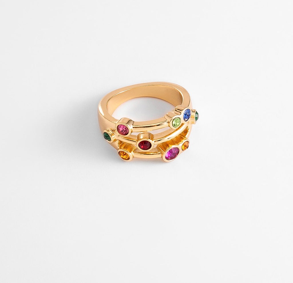 Rainbow Multi-Stack Gold Ring