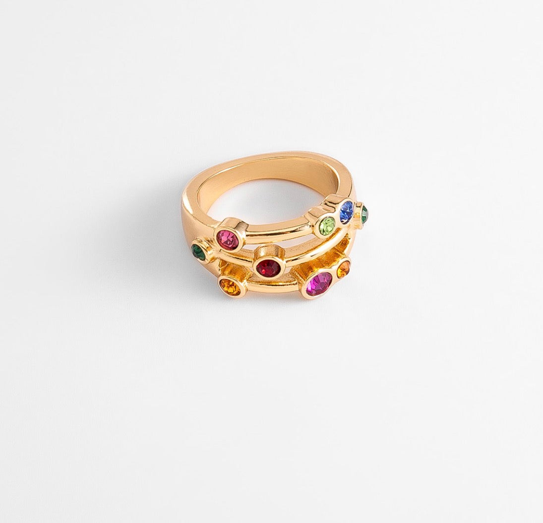 Rainbow Multi-Stack Gold Ring