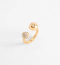 Dual Sphere Open Gold Ring