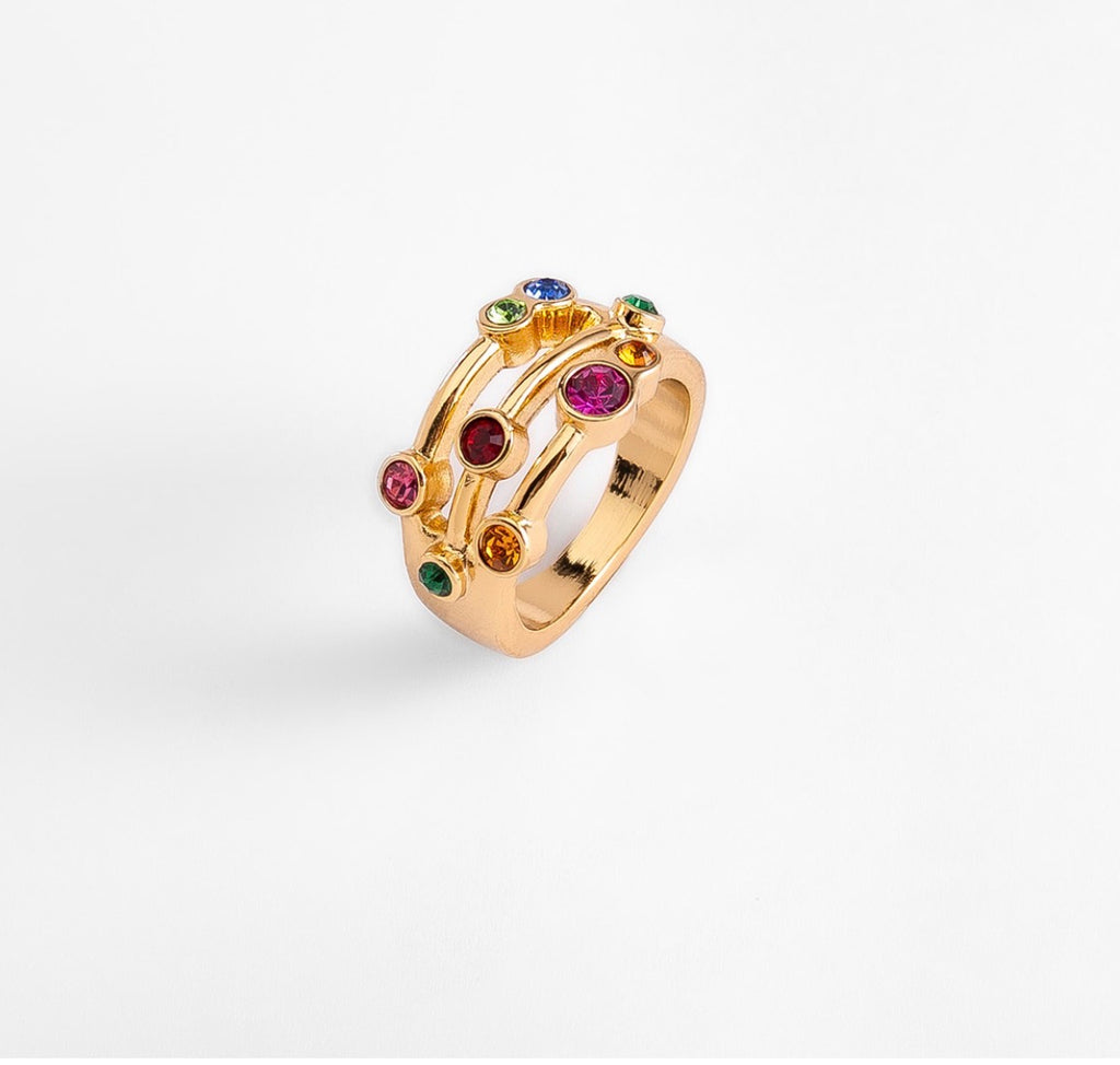 Rainbow Multi-Stack Gold Ring