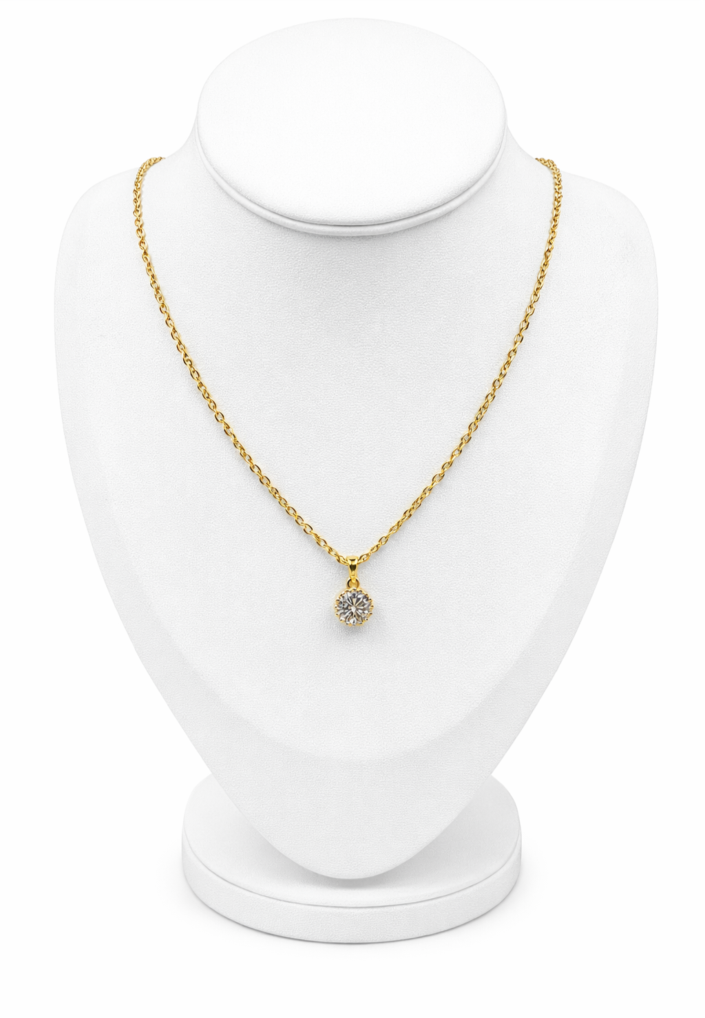Gold Solitaire Crystal Necklace