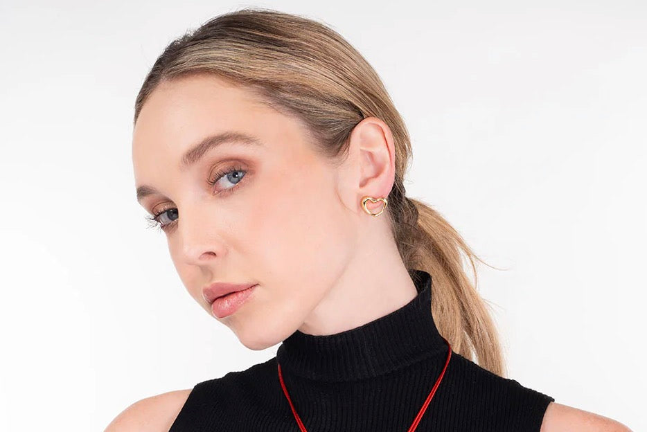 Gold Open Heart Earrings