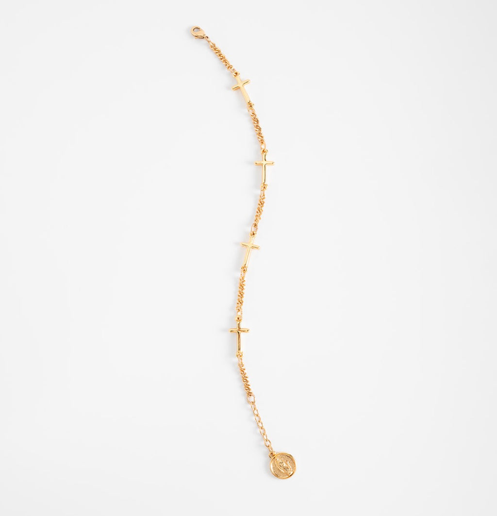 Gold Cross Chain Bracelet