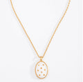 Oval Gold Pendant Necklace with Crystal Accents