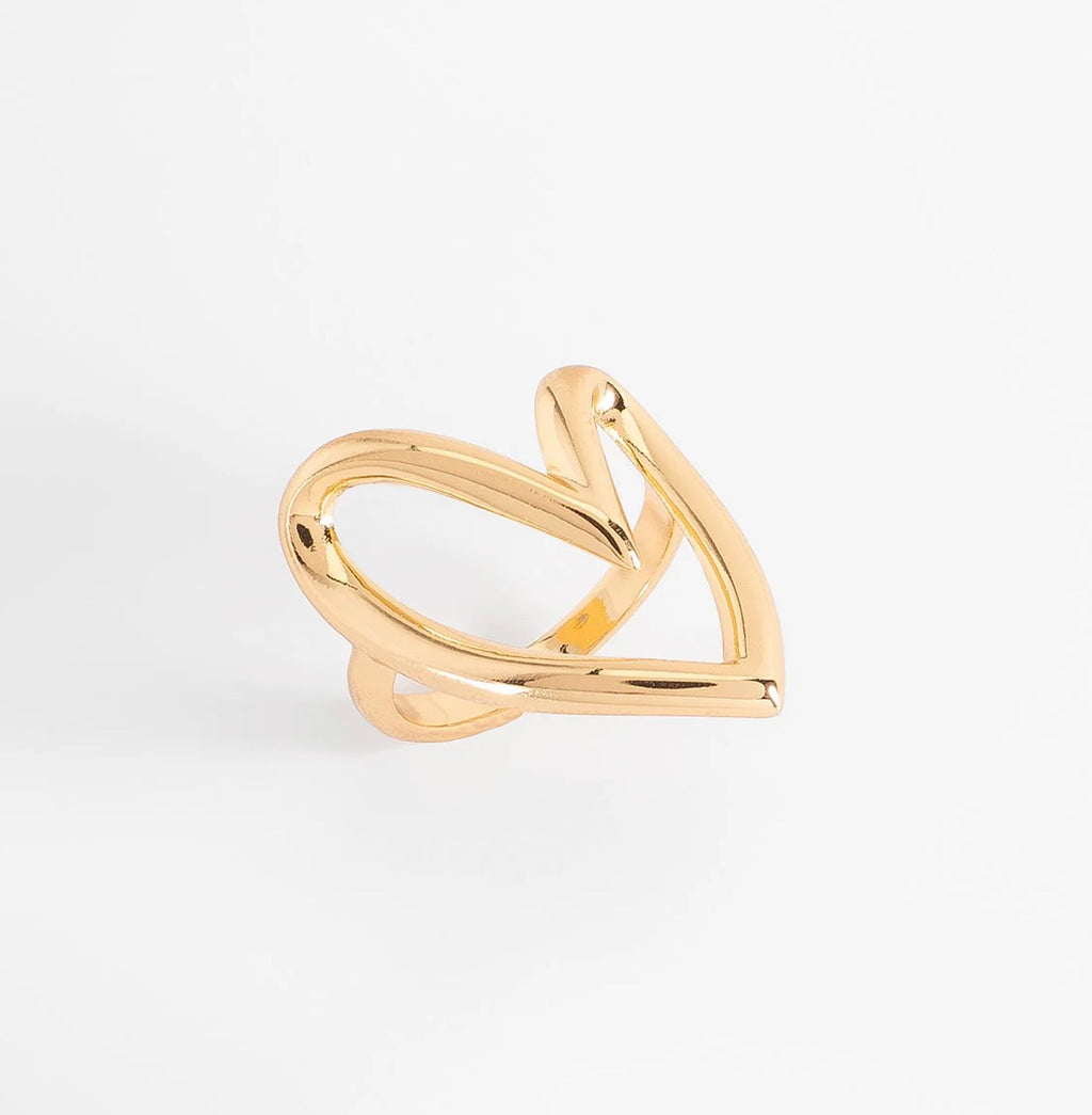 Heart Charm Ring – 18K Gold Plated Elegant Love Ring