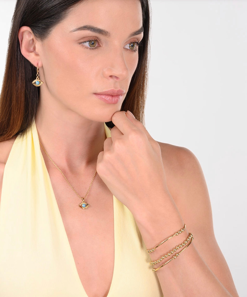 Gold plated bracelet spheres contemporary versatile design