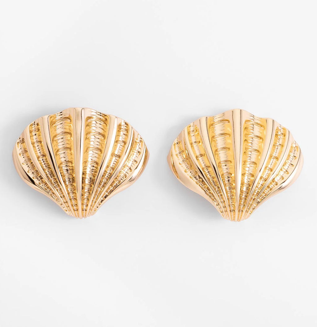 18K Gold Plated Seashell Stud Earrings