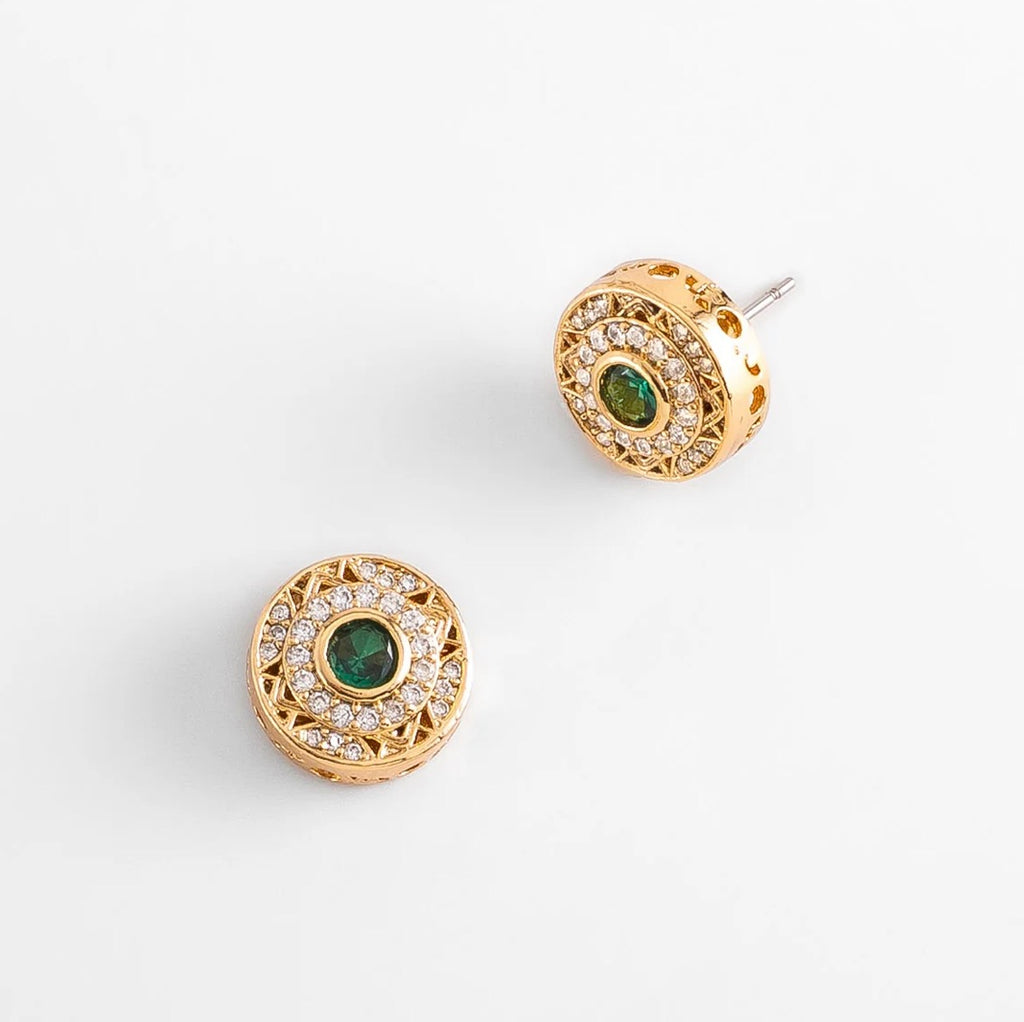 Emerald Crystal Stud Earrings