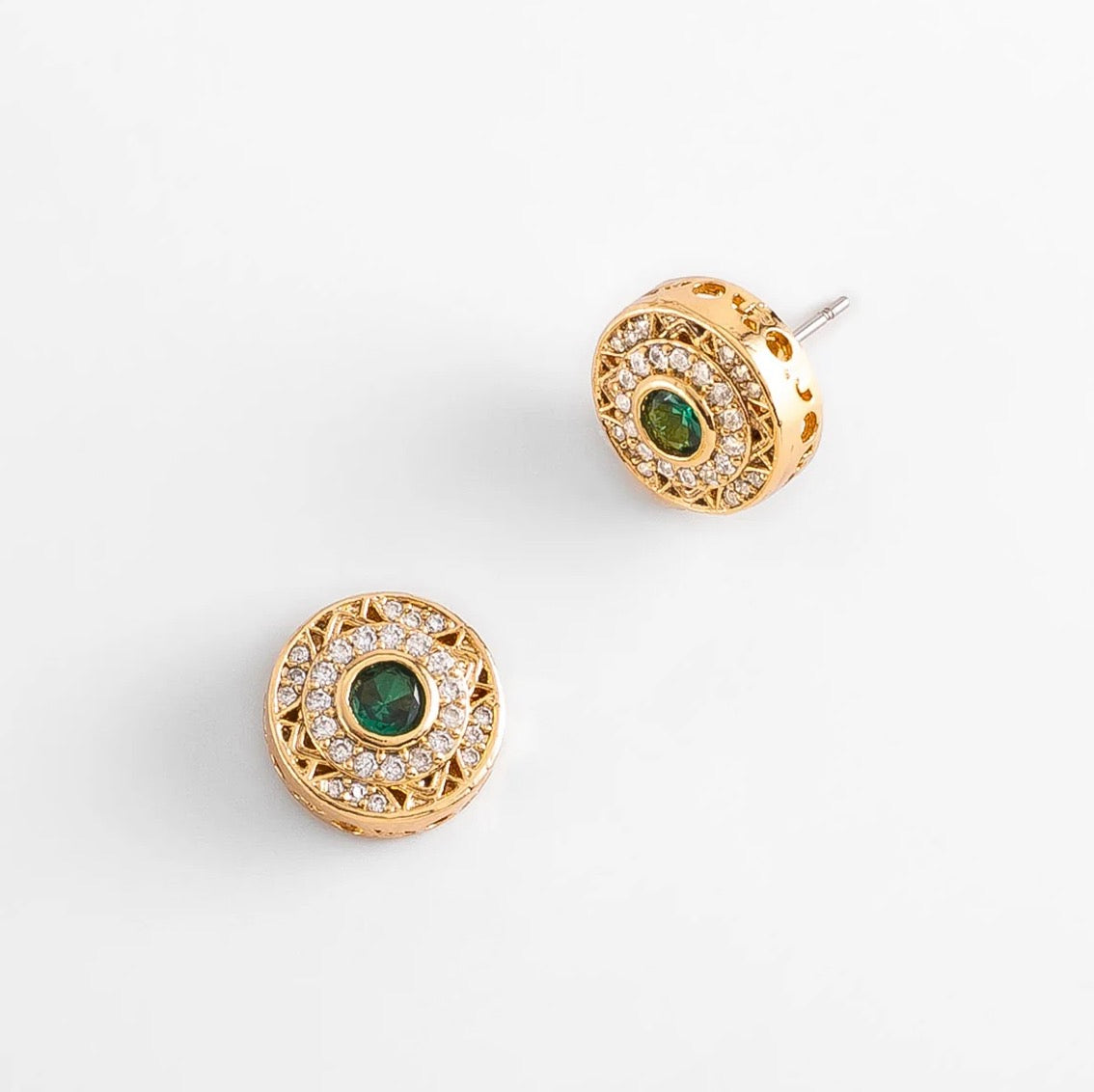 Emerald Crystal Stud Earrings