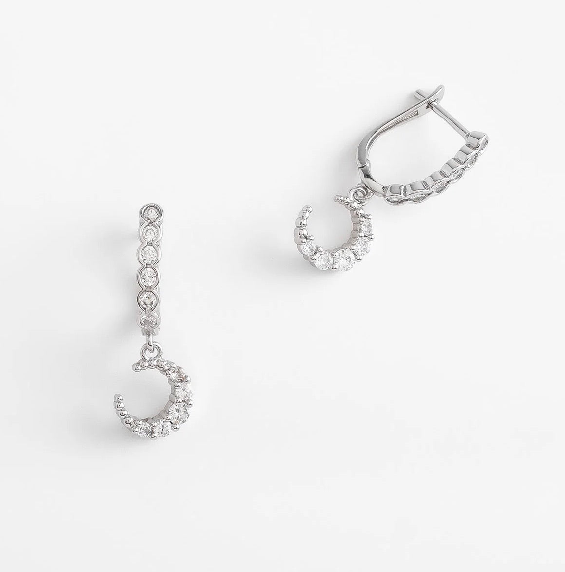 Moon Drop Earrings – Rhodium Plated