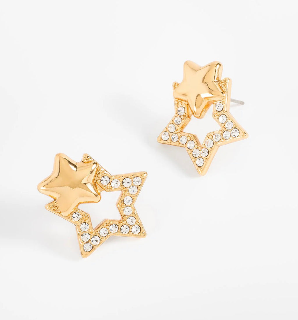 Gold Crystal Star Earrings