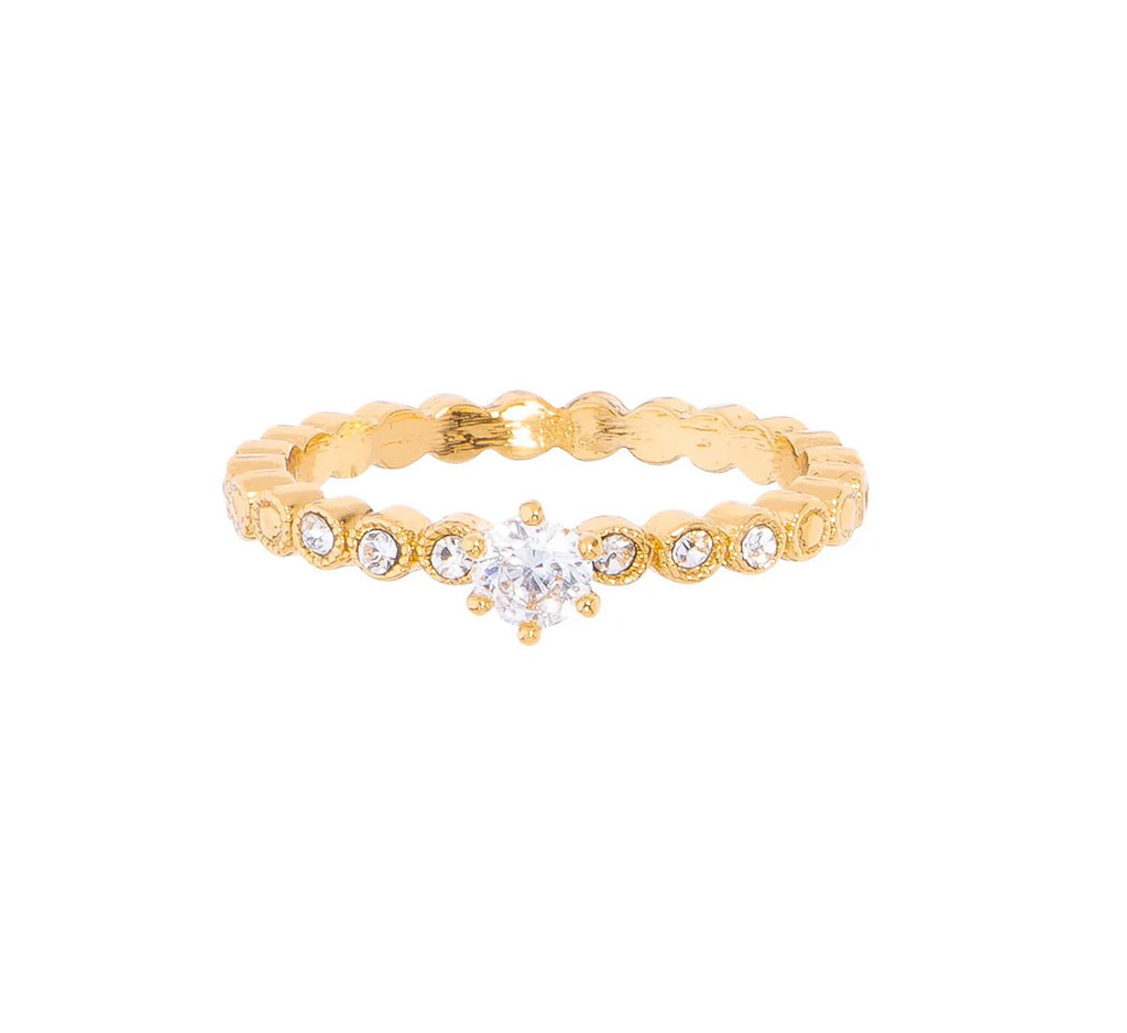 Delicate Gold-Plated Ring with Cubic Zirconia Accent