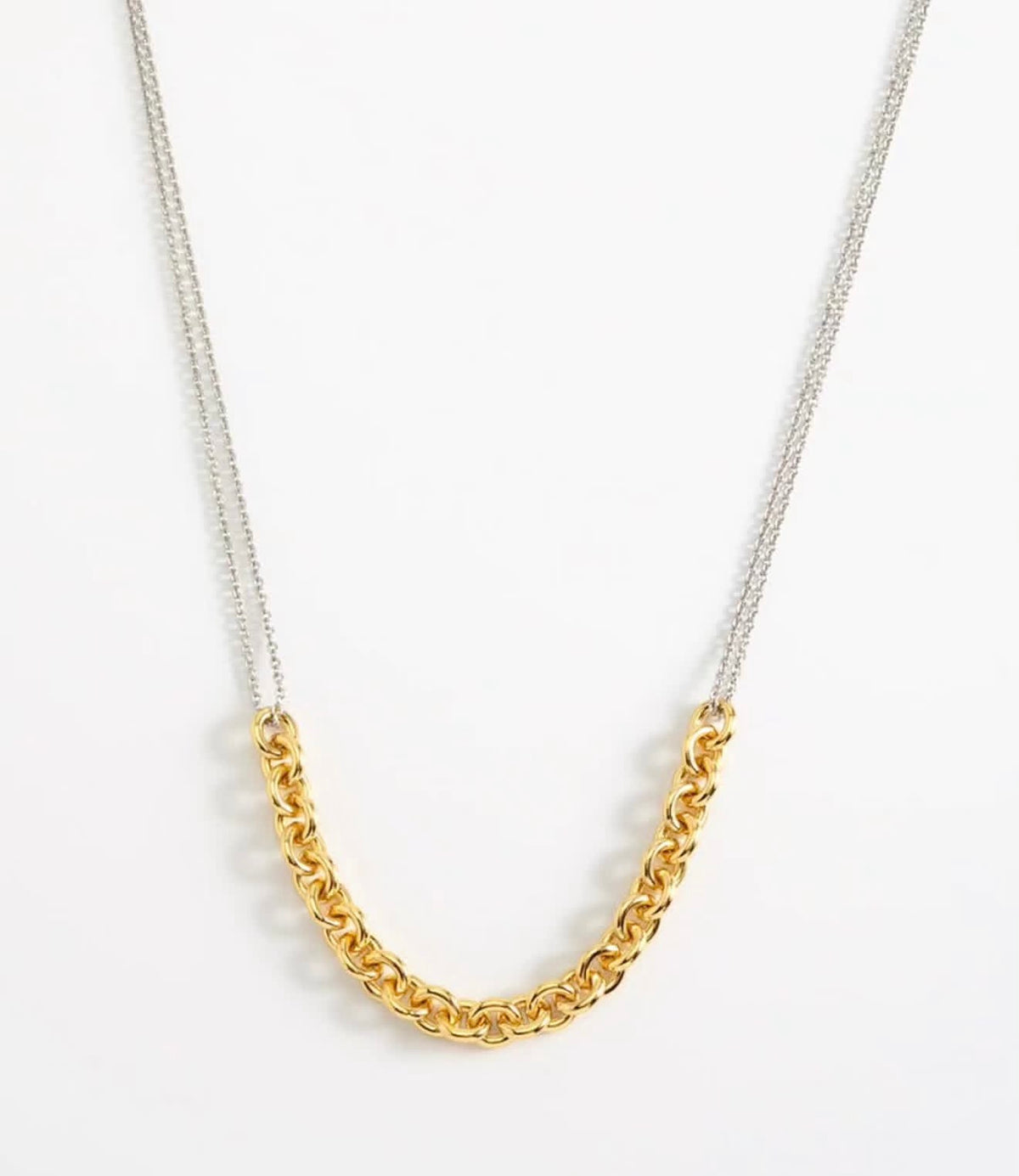 Two-Tone Silver & Gold Link Necklace