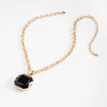Gold-Plated Black Geometric Pendant Necklace
