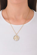 18k Gold Necklace with Tree of Life and Silver Touch
