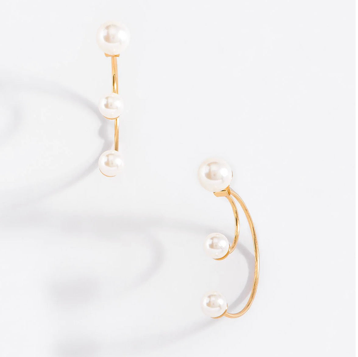 Modern Pearl Hoop Earrings – 18K Gold Quad-Layer Plated