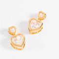 Gold Crystal Heart Drop Earrings