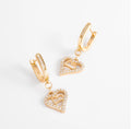 Double Heart Drop Earrings – 18K Gold Plated