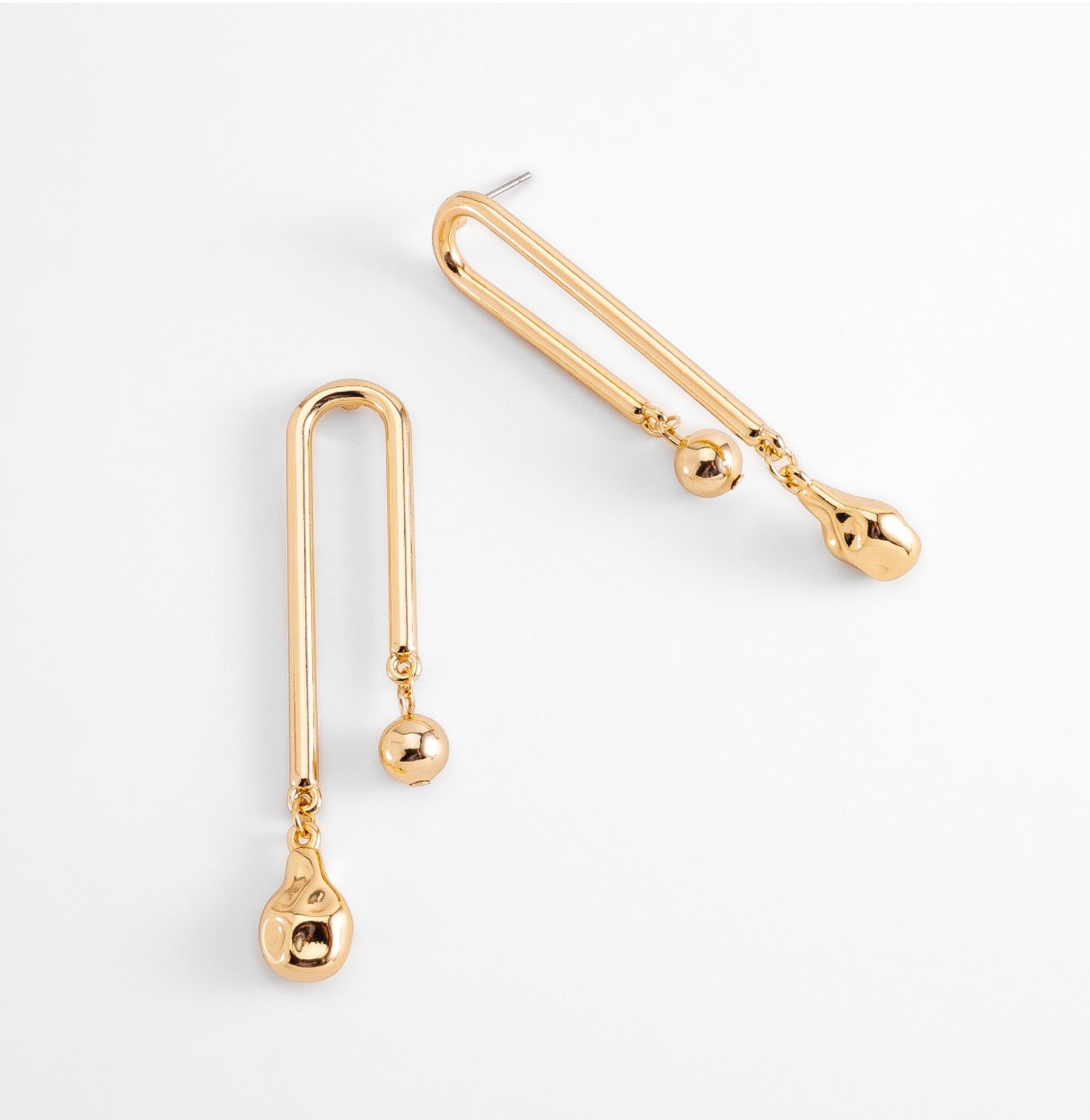 Modern Gold Drop Bar Earrings