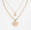 18K Gold-Plated Sun, Moon & Heart Layered Necklace