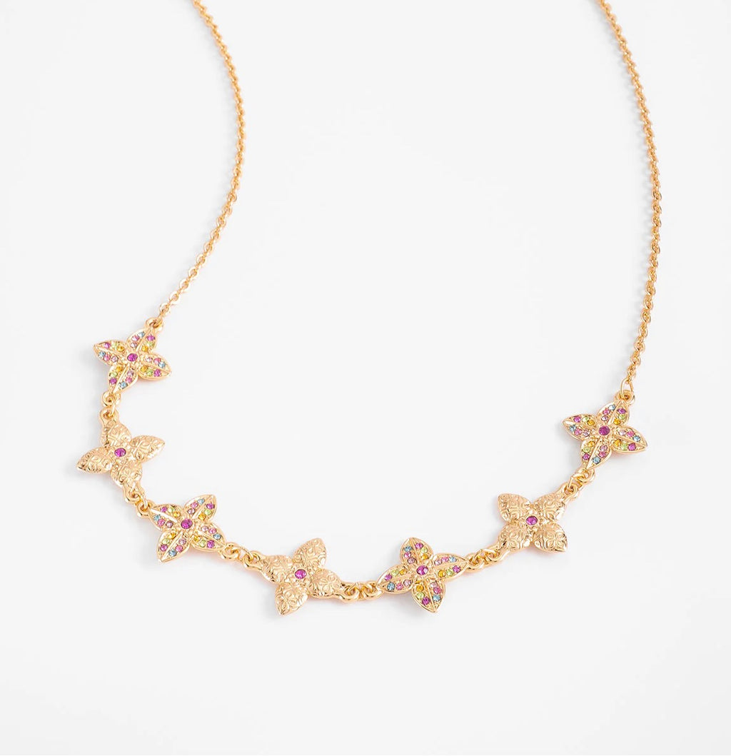 Colorful Floral Luxe Necklace – 18K Gold Quad-Layer Plated