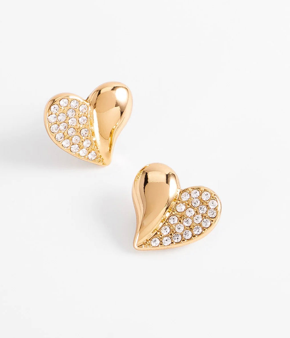 Heart Sparkle Earrings – 18K Gold Plated