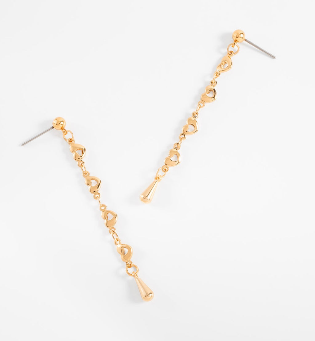 Golden Heart Drop Earrings