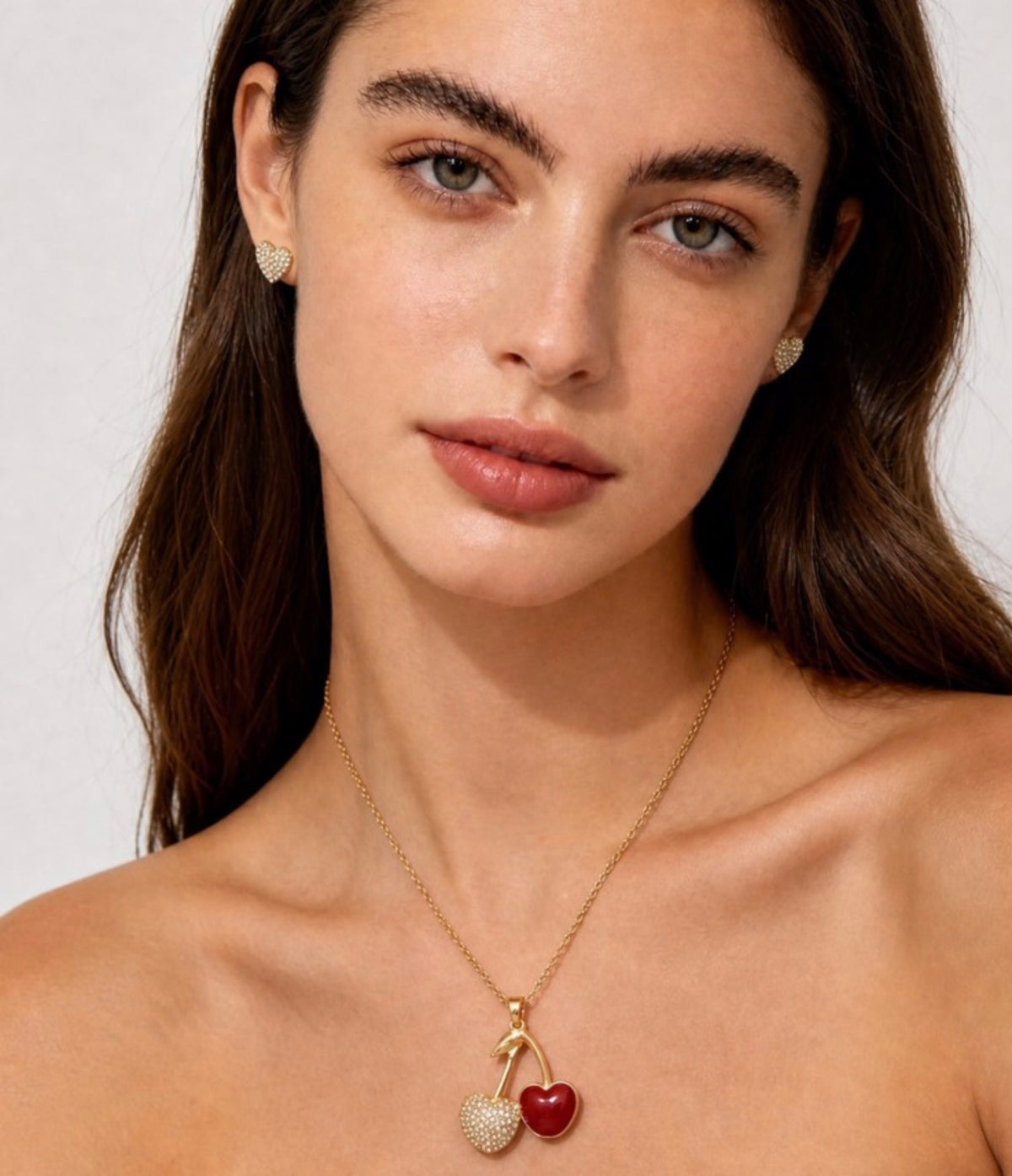 Cherry Sparkle Pendant Necklace – 18K Gold Plated