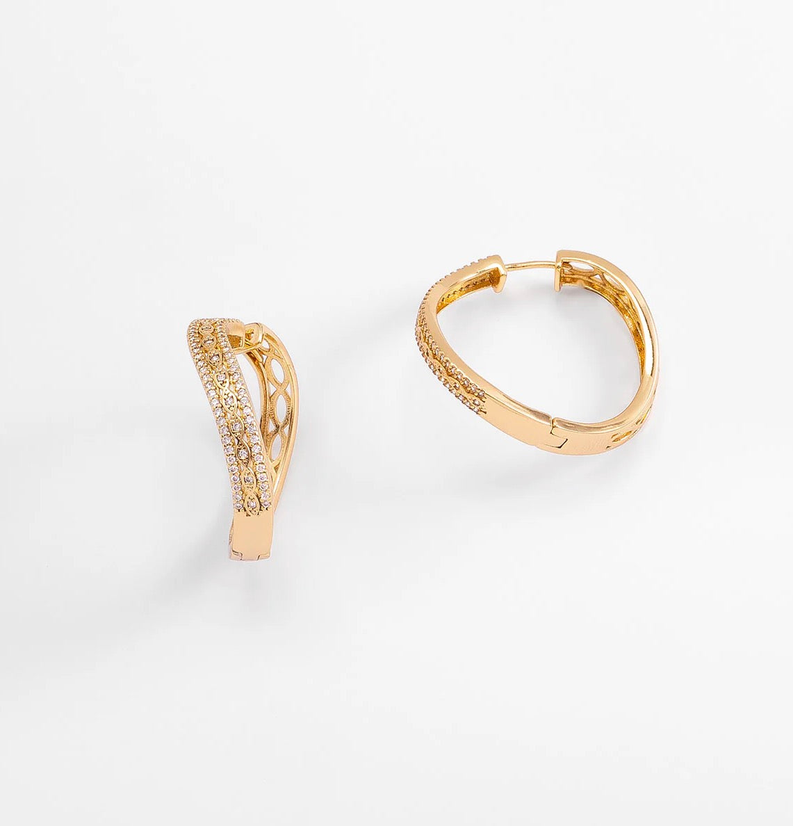 Gold Pavé Crystal Hoop Earrings