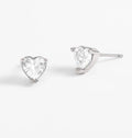 Mini Heart Stud Earrings – Rhodium Plated