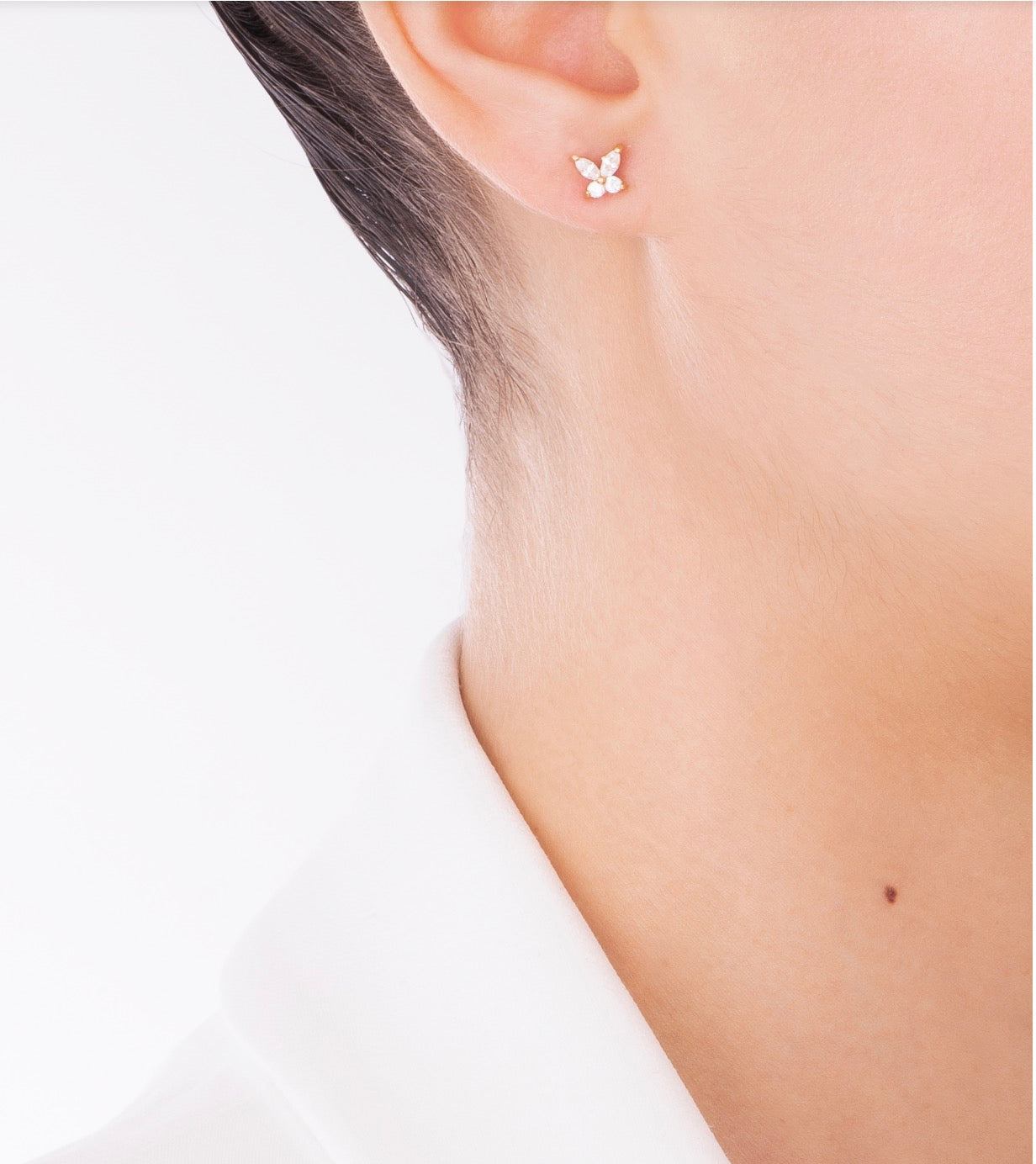 Mini Crystal Butterfly Stud Earrings – 18K Gold Plated
