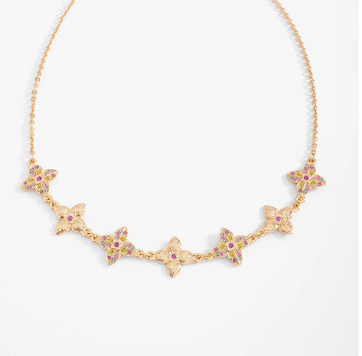 Colorful Floral Luxe Necklace – 18K Gold Quad-Layer Plated