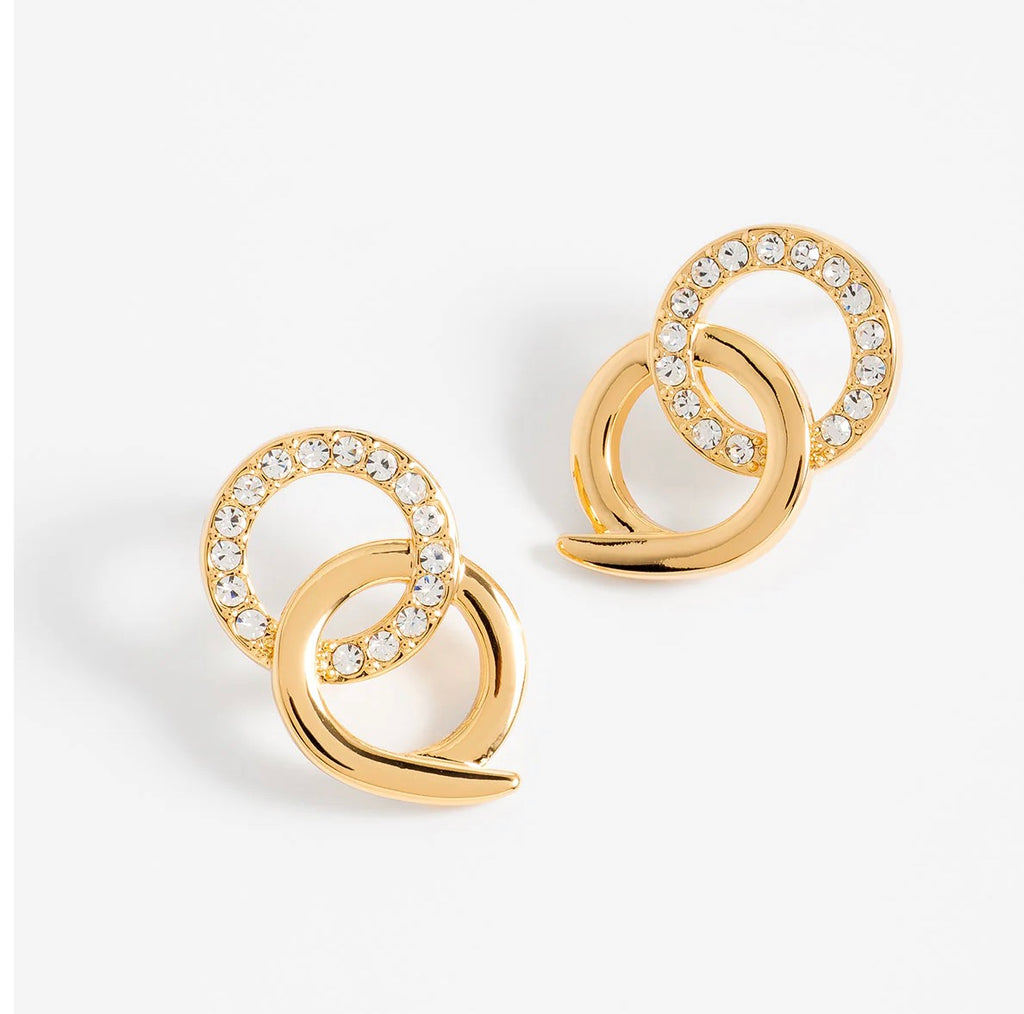 Gold Crystal Double Circle Earrings