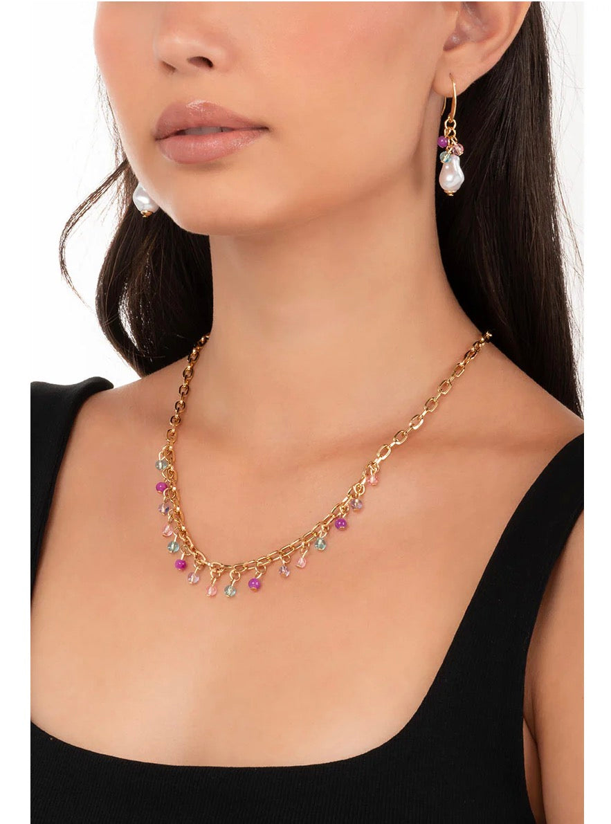 18K Gold Plated Colorful Charm Necklace