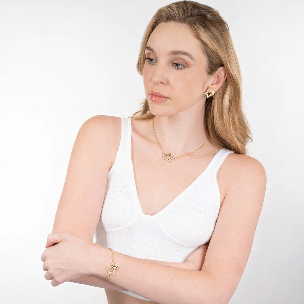 Gold Crystal Star Earrings