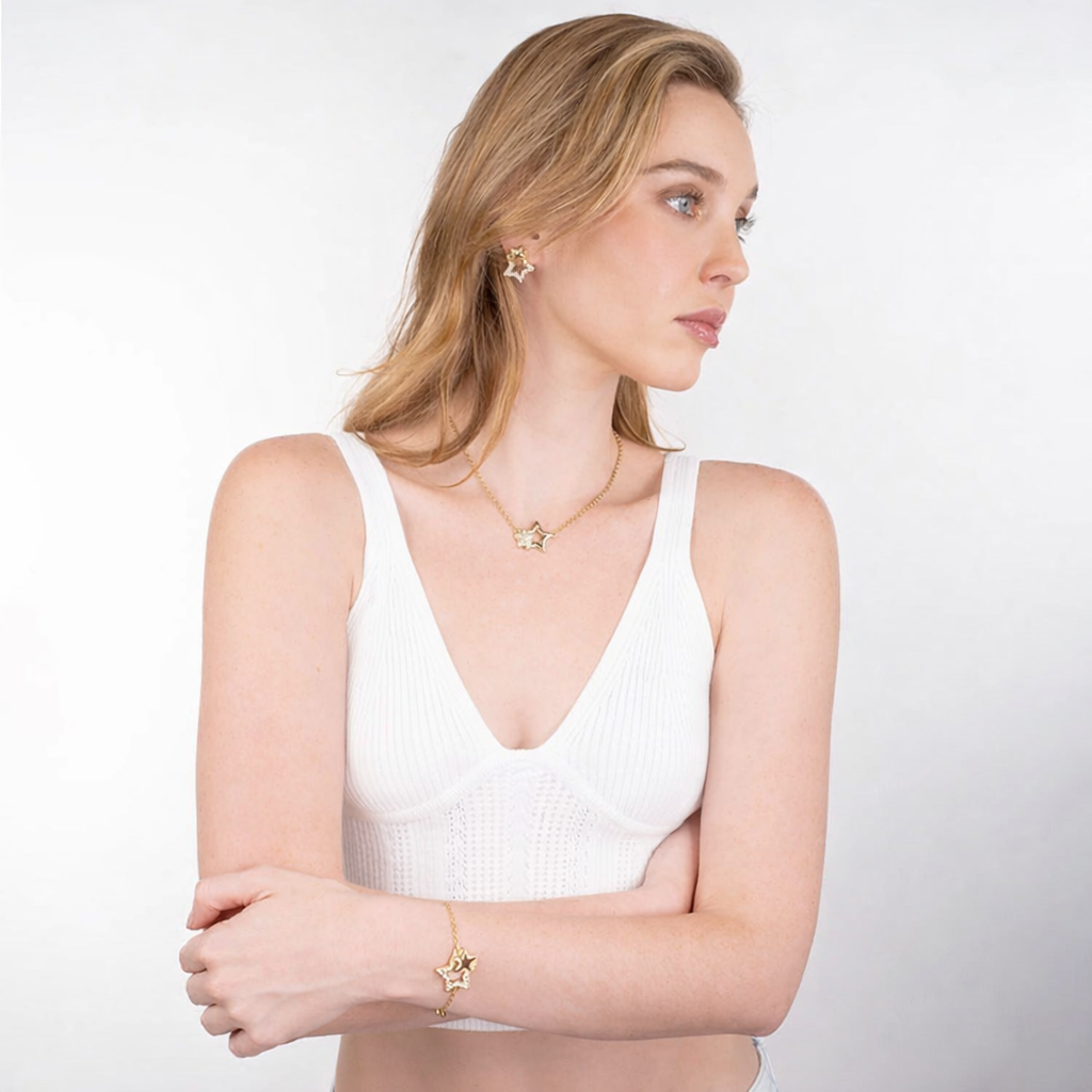 Gold Crystal Star Earrings