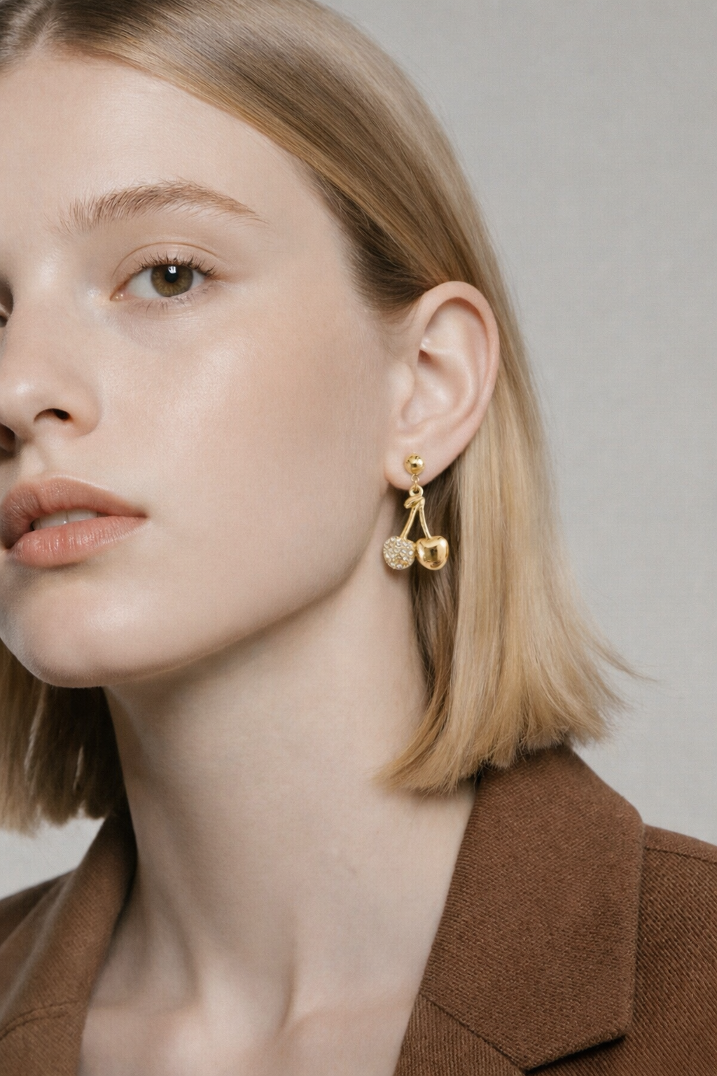 Gold Crystal Cherry Earrings