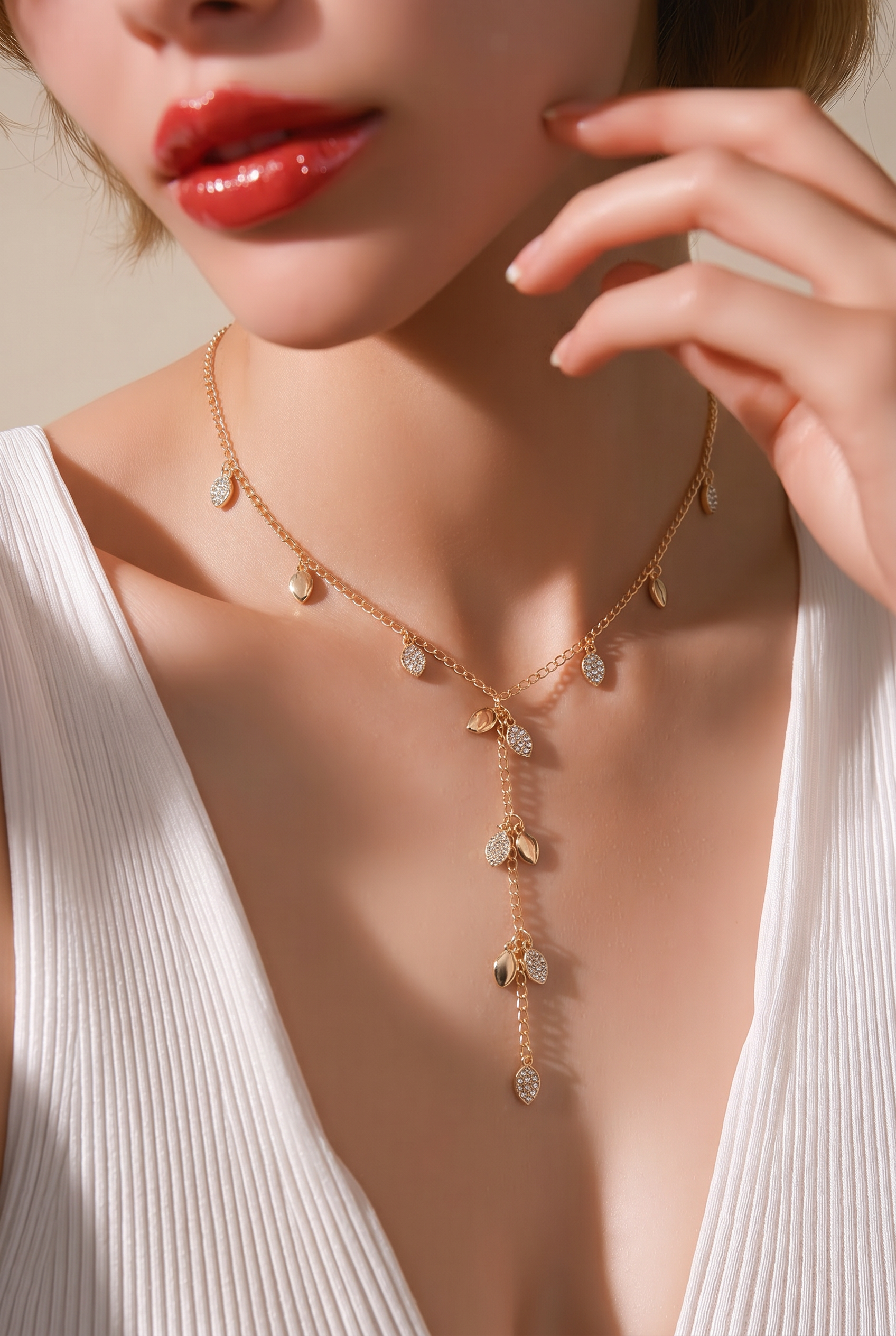 Golden Charm Drop Necklace
