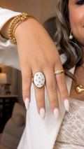 Celestial Mother of Pearl Statement Ring – 18K Gold Plated