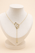 Gold plated necklace with petal pendant and brilliant crystal tone
